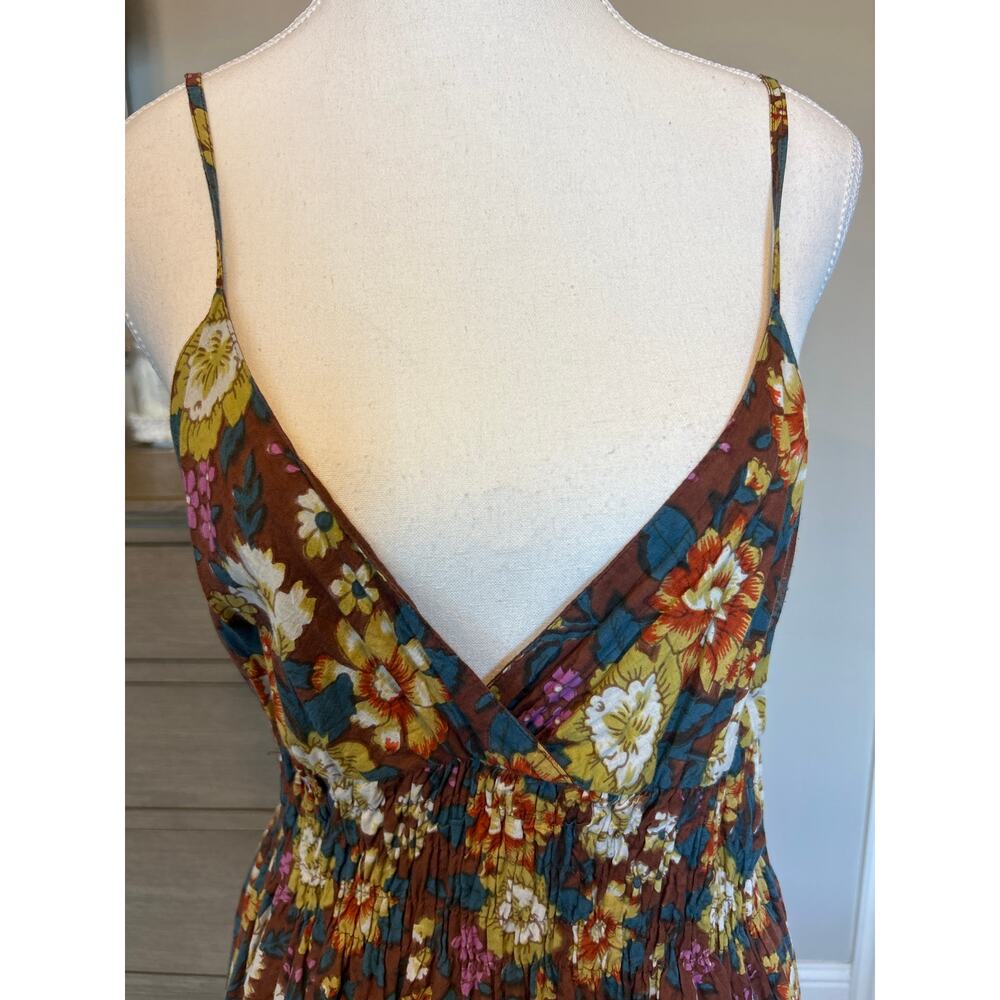 Shana | 100% Cotton Floral Spagetti Strap Smock Waist Dress | Large - Picture 5 of 14